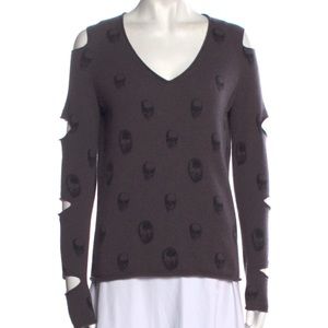 Skull Cashmere Grey VNeck Cashmere Sweater xs